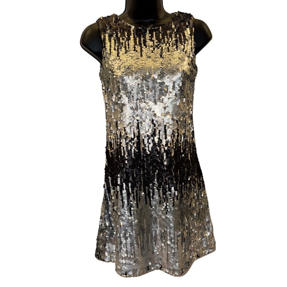 NWT ‘Blush by Us Angels’ black and silver sequin high-neck dress - size 14